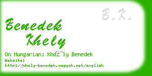 benedek khely business card